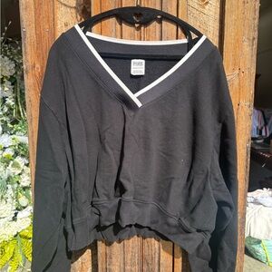 PINK Victoria's Secret Black and White V-Neck Sweater